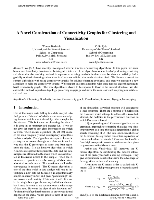 (PDF) A novel construction of connectivity graphs for clustering and ...
