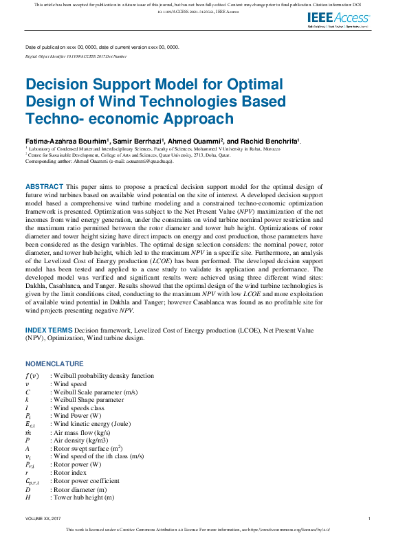 (PDF) Decision Support Model for Optimal Design of Wind Technologies ...