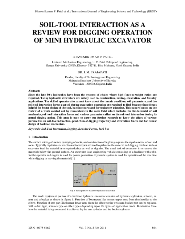 (PDF) SoilTool Interaction as a Review for Digging Operation of Mini