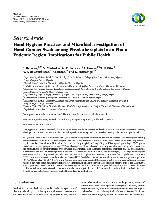 (PDF) Hand Hygiene Practices and Microbial Investigation of Hand ...