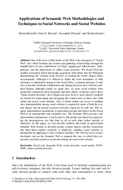 (PDF) Applications of Semantic Web methodologies and techniques to ...