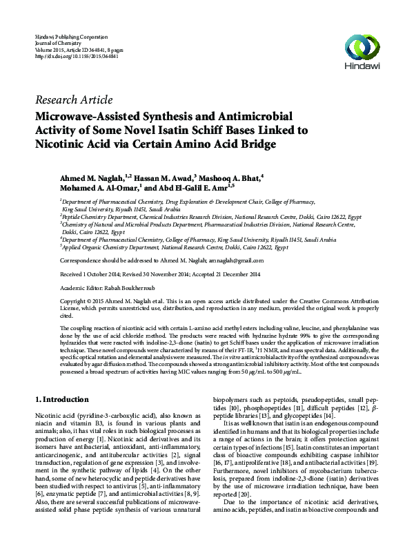 (PDF) Microwave-assisted synthesis and antimicrobial activities of ...