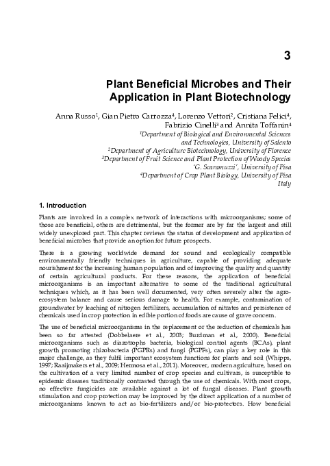 (PDF) Plant Beneficial Microbes and Their Application in Plant ...
