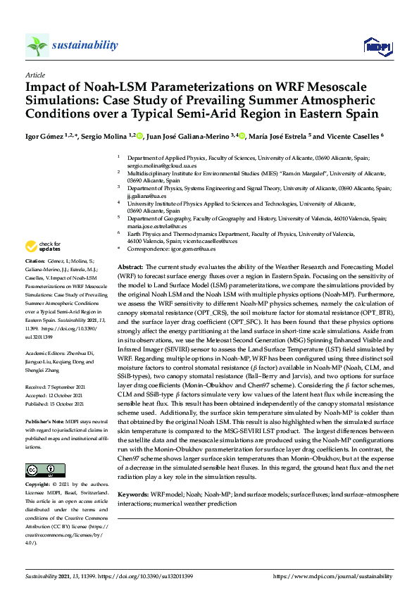 (PDF) Impact of Noah-LSM Parameterizations on WRF Mesoscale Simulations ...