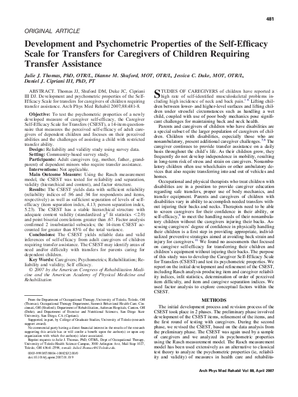 (PDF) Development and Psychometric Properties of the Self-Efficacy ...