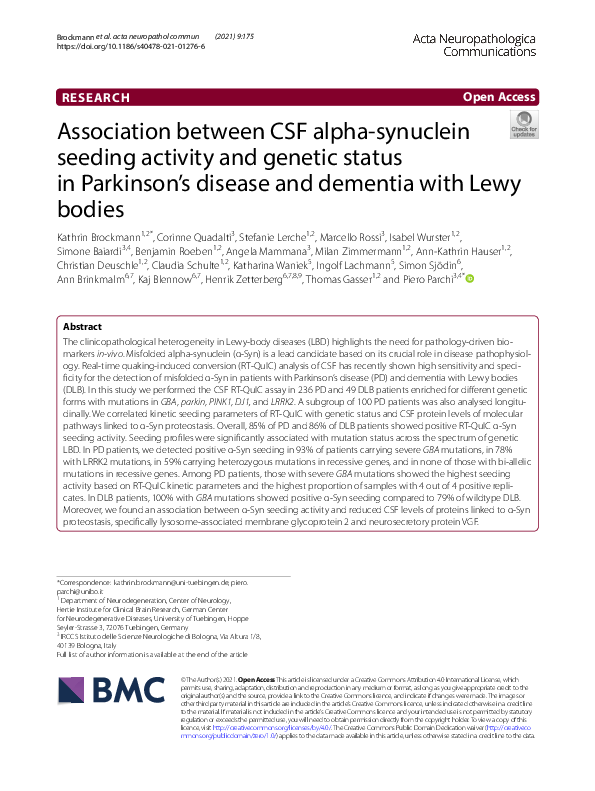 (PDF) Association between CSF alpha-synuclein seeding activity and ...