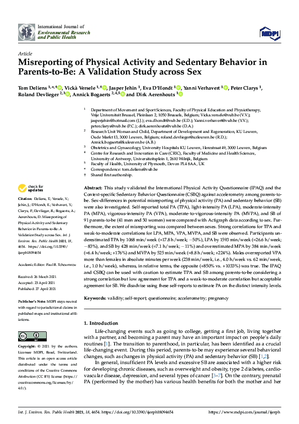 (PDF) Misreporting of Physical Activity and Sedentary Behavior in ...