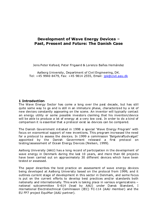 (PDF) Development of Wave Energy Devices–Past, Present and Future: The ...