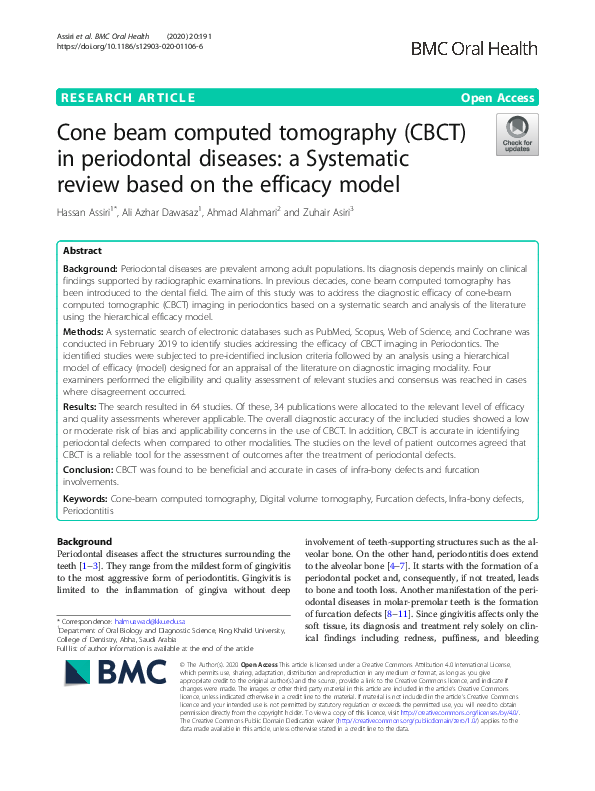 (PDF) Cone beam computed tomography (CBCT) in periodontal diseases: a ...