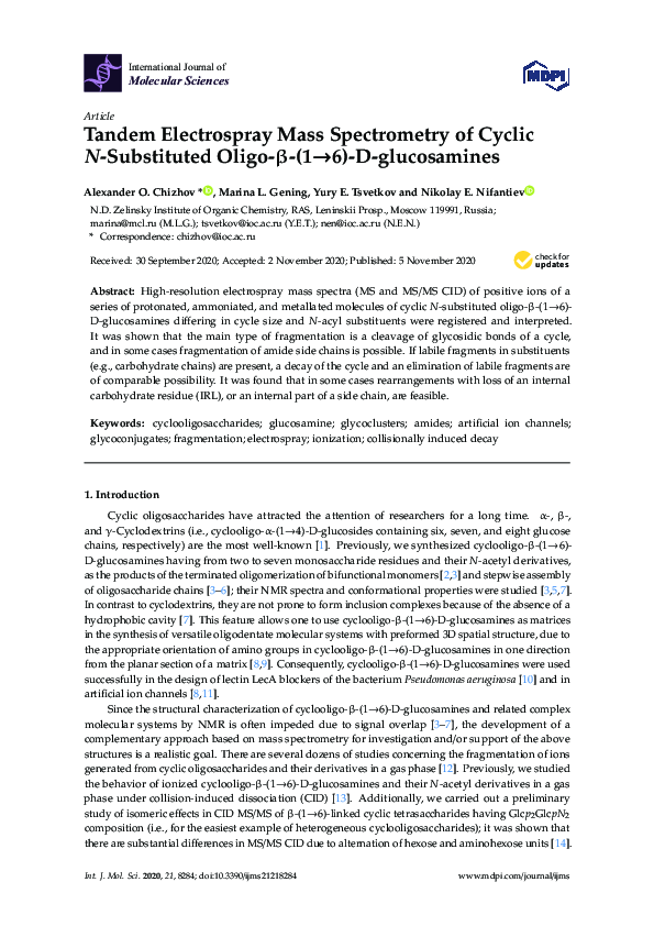 (PDF) Tandem Electrospray Mass Spectrometry of Cyclic N-Substituted ...