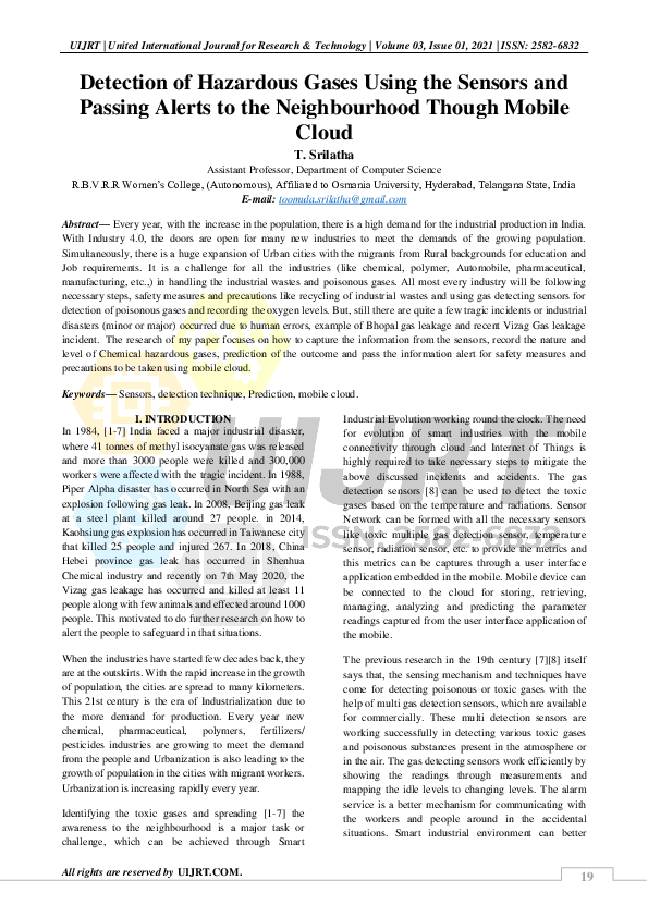 (PDF) Detection of Hazardous Gases Using the Sensors and Passing Alerts ...