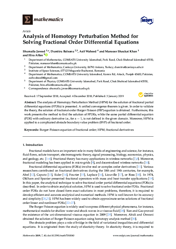 (PDF) Analysis of Homotopy Perturbation Method for Solving Fractional ...