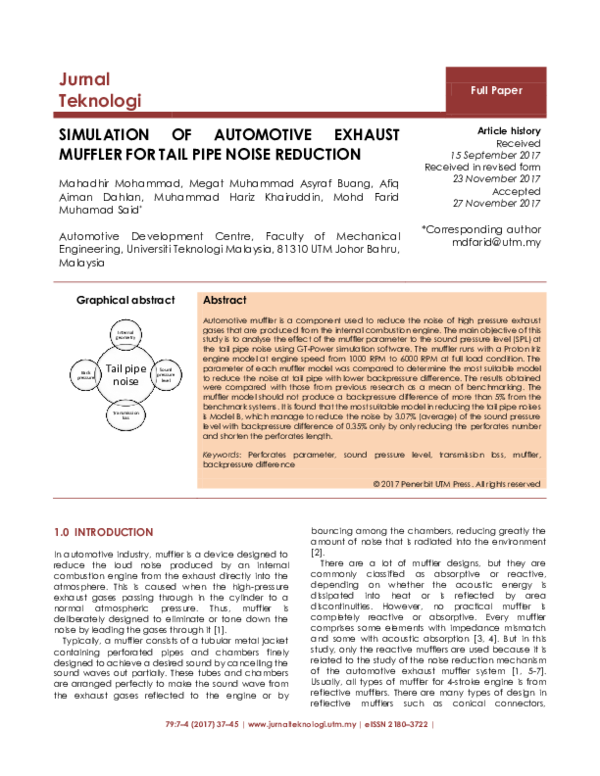 (PDF) Simulation of Automotive Exhaust Muffler for Tail Pipe Noise ...