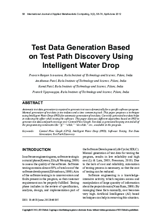 (PDF) Test Data Generation Based on Test Path Discovery Using ...