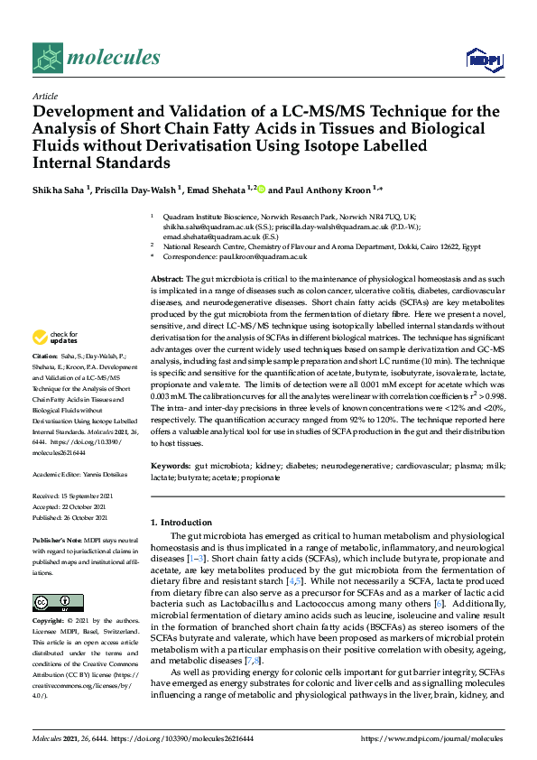 (PDF) Development and Validation of a LC-MS/MS Technique for the ...