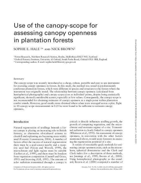 (PDF) Use of the Canopy-Scope for Assessing Canopy Openness In ...