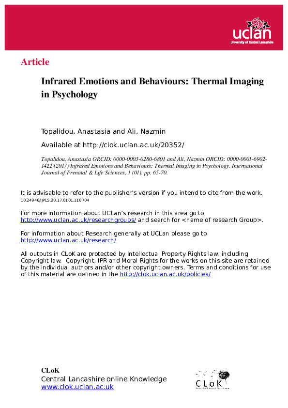 (PDF) Infrared Emotions and Behaviors Thermal Imaging in Psychology