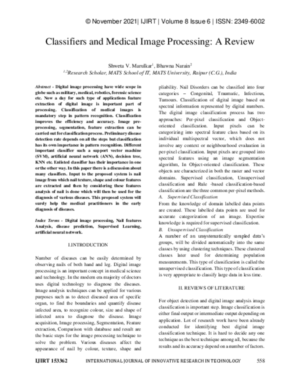 (PDF) Classifiers and Medical Image Processing A Review IJIRT