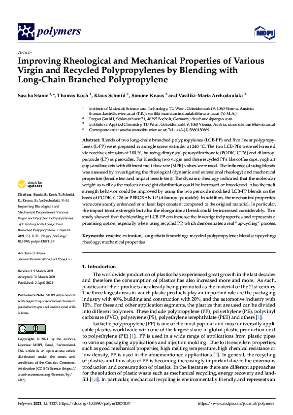 (PDF) Improving Rheological and Mechanical Properties of Various Virgin ...