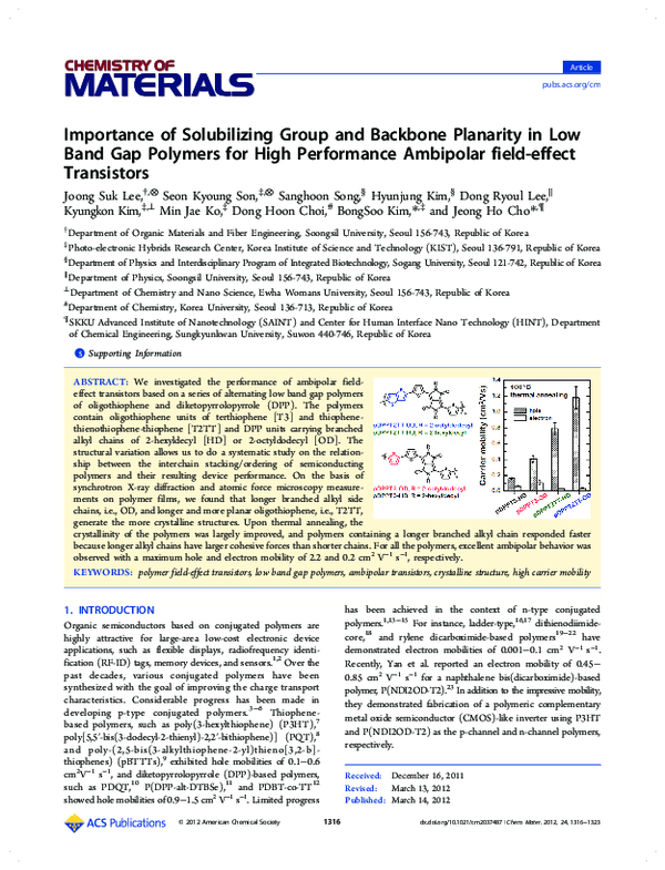 (PDF) Importance of Solubilizing Group and Backbone Planarity in Low ...