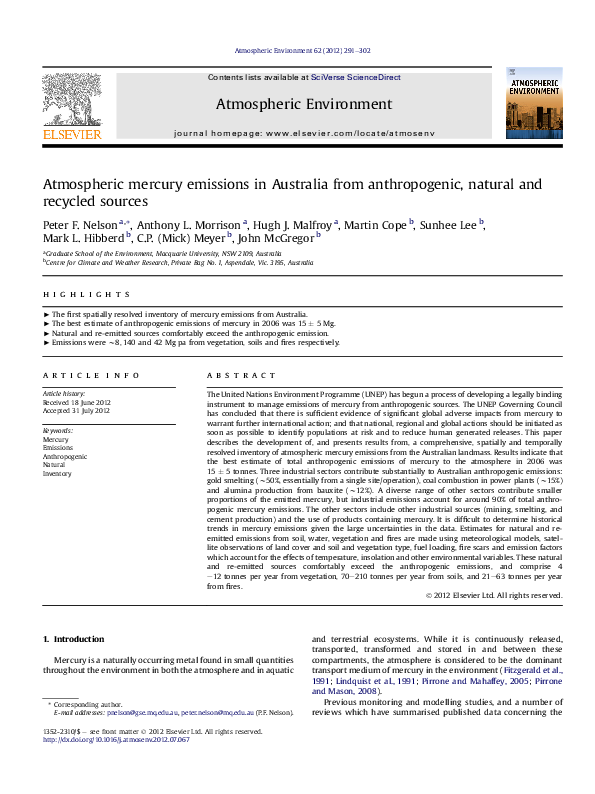 (PDF) Atmospheric mercury emissions in Australia from anthropogenic ...