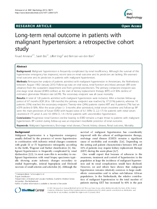 (PDF) Long-term renal outcome in patients with malignant hypertension ...