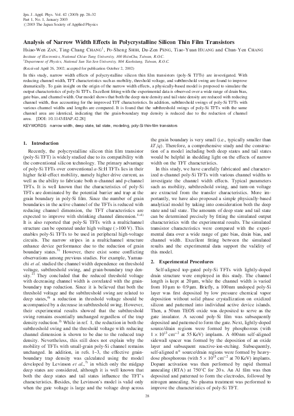 (PDF) Analysis of narrow width effects in polycrystalline silicon thin ...
