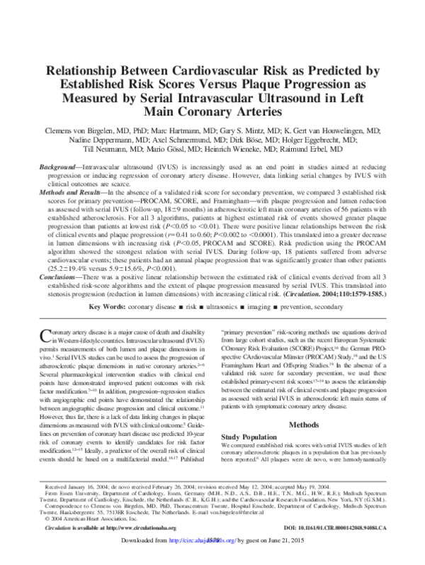 (PDF) Relationship Between Cardiovascular Risk as Predicted by ...