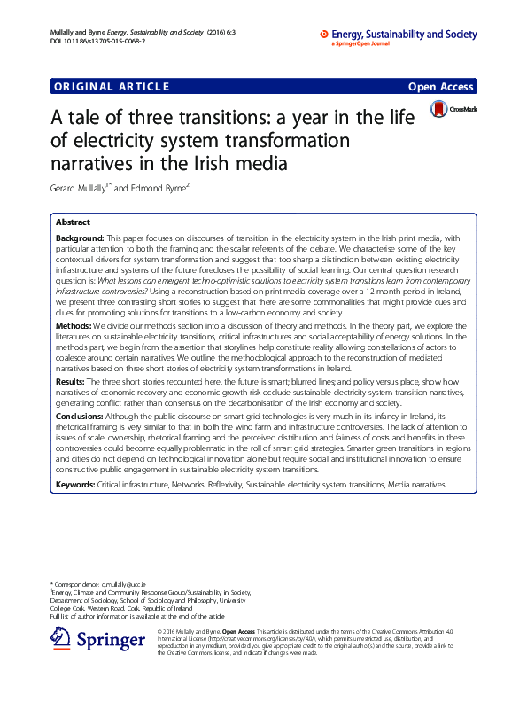 (PDF) A tale of three transitions: a year in the life of electricity ...