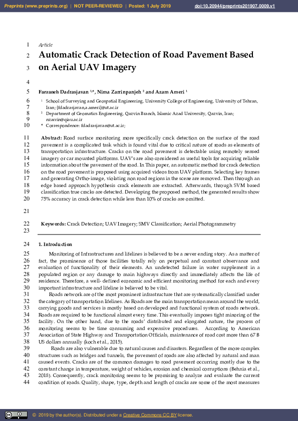 (PDF) Automatic Crack Detection of Road Pavement Based on Aerial UAV ...