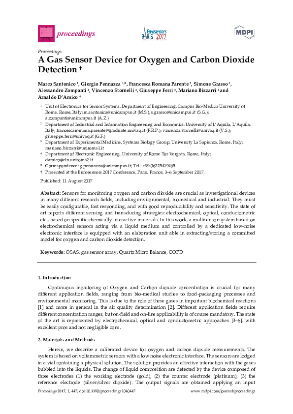 (PDF) A Gas Sensor Device for Oxygen and Carbon Dioxide Detection