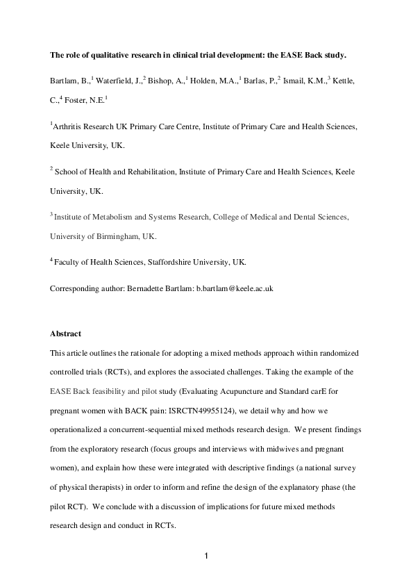 (PDF) The Role of Qualitative Research in Clinical Trial Development ...