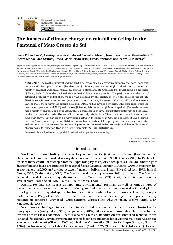 (PDF) The impacts of climate change on rainfall modeling in the ...