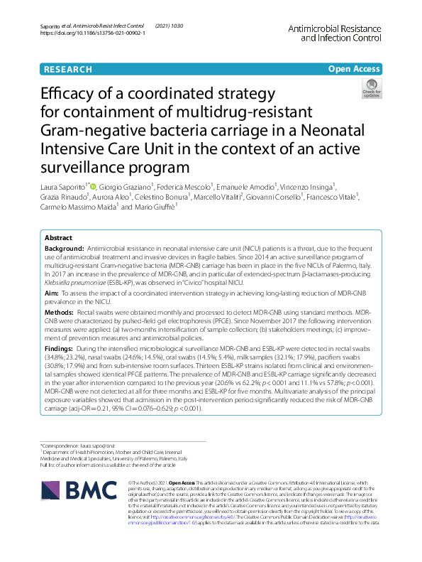(PDF) Efficacy of a coordinated strategy for containment of multidrug