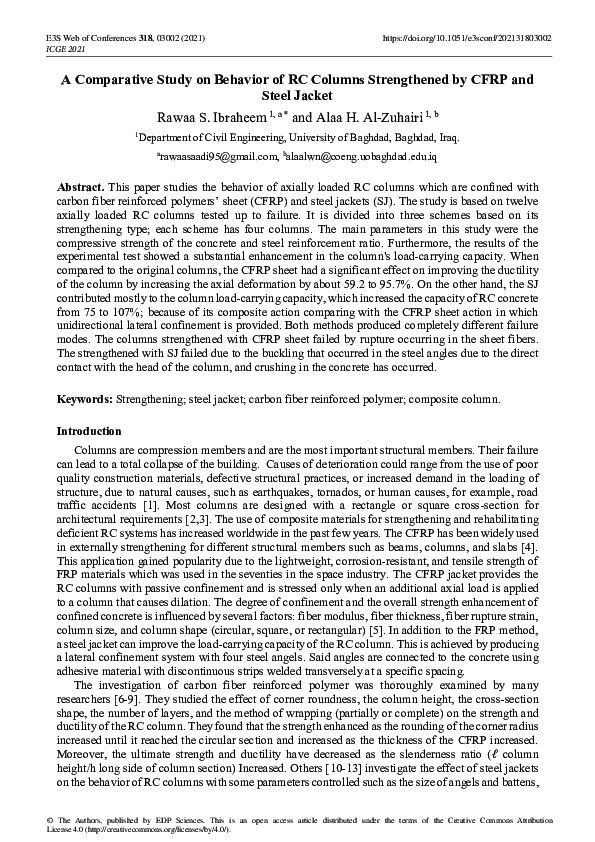 (PDF) A Comparative Study on Behavior of RC Columns Strengthened by ...