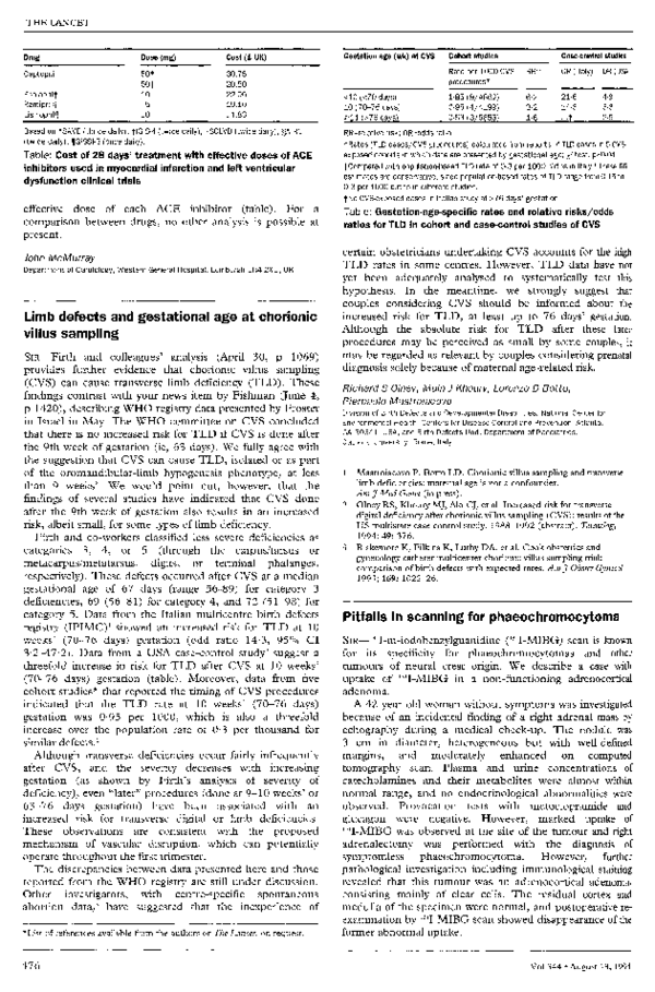 (PDF) Limb defects and gestational age at chorionic villus sampling