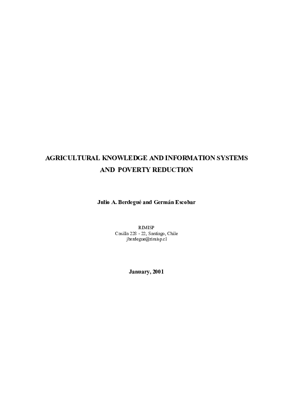 (PDF) Agricultural Knowledge and Information Systems and Poverty Reduction