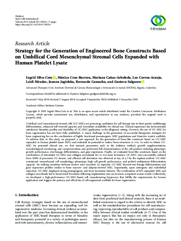 (PDF) Strategy for the Generation of Engineered Bone Constructs Based ...