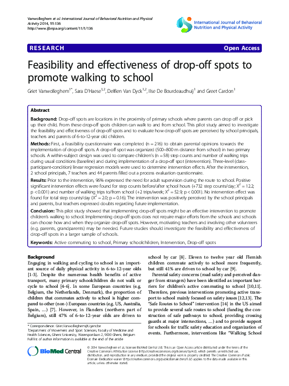 (PDF) Feasibility and effectiveness of dropoff spots to promote