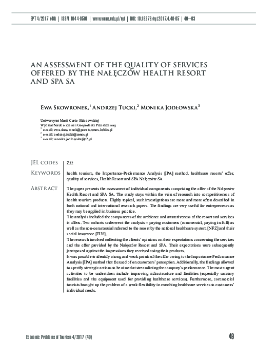 (PDF) An Assessment of the Quality of Services Offered by the Nałęczów ...
