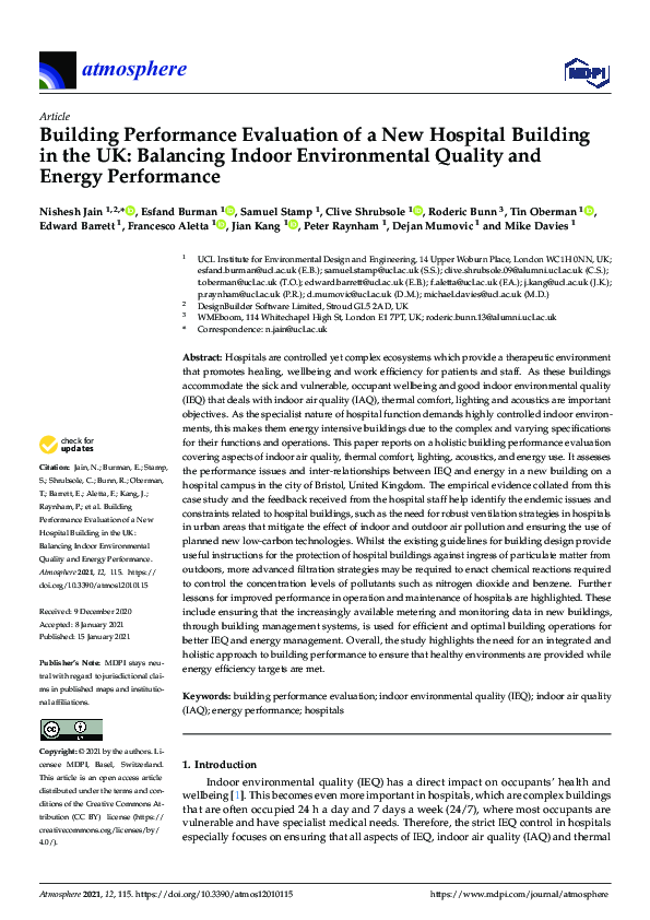 (PDF) Building Performance Evaluation of a New Hospital Building in the ...