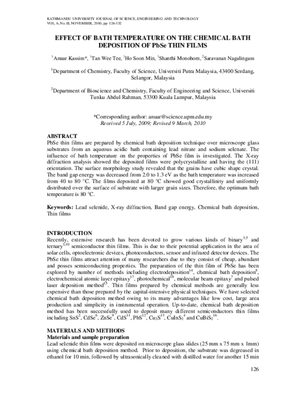 (PDF) Effect of bath temperature on the chemical bath deposition of ...