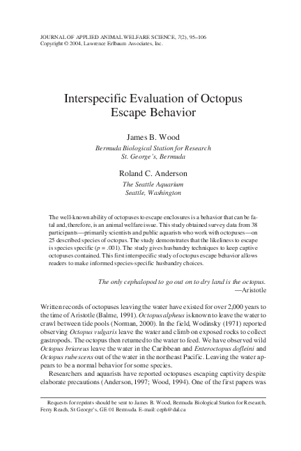 (PDF) Interspecific evaluation of octopus escape behavior