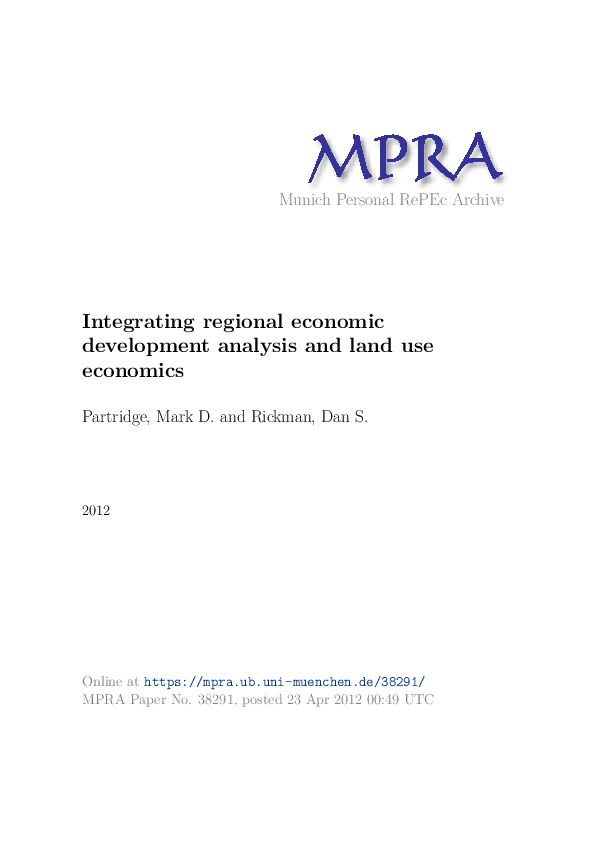 (PDF) Integrating regional economic development analysis and land use ...