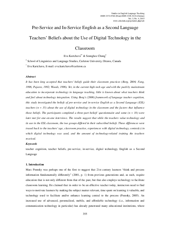 (PDF) Pre-Service and In-Service English as a Second Language Teachers ...