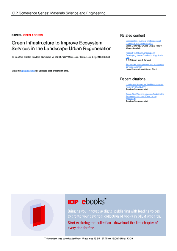 (PDF) Green Infrastructure to Improve Ecosystem Services in the ...