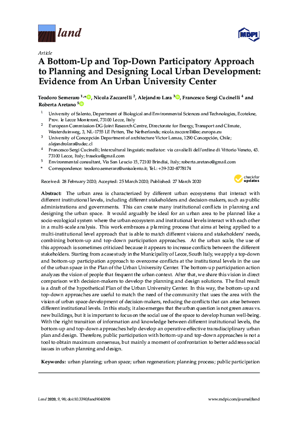 (PDF) A Bottom-Up and Top-Down Participatory Approach to Planning and ...