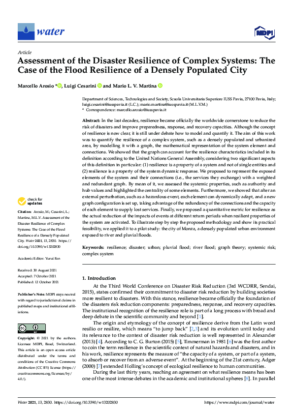(PDF) Assessment of the Disaster Resilience of Complex Systems: The ...