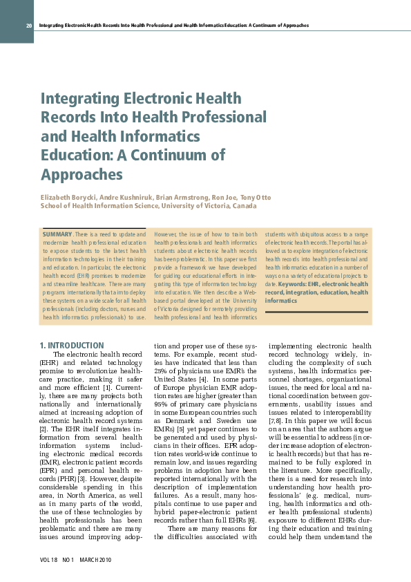 (PDF) Integrating electronic health records into health professional ...