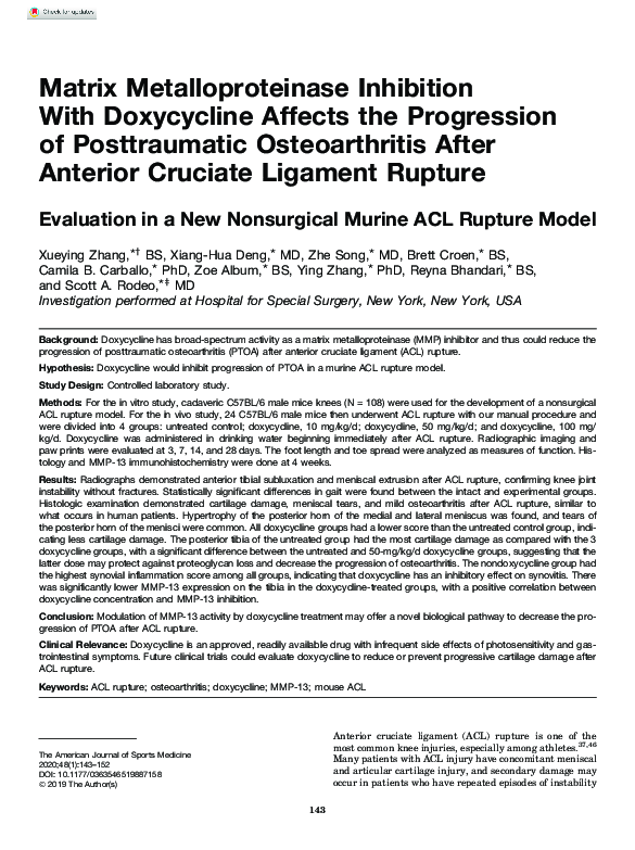 (PDF) Matrix Metalloproteinase Inhibition With Doxycycline Affects the ...